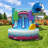XJUMP Pop Splash 28' Commercial Inflatable Bounce House with Dual Lane Water Slide, Attached Pool & Basketball Hoop