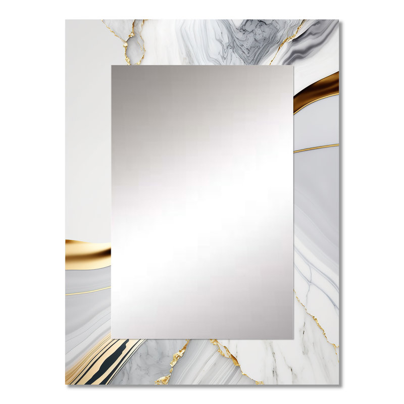 Abstrait Geode Waves Grey IV - miroir mural abstrait unique, 32 po x 24 po