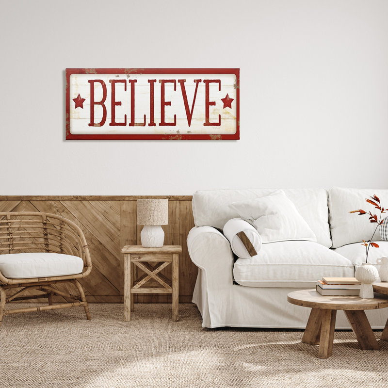 «Believe Sign», art textuel, 20" H x 48" W