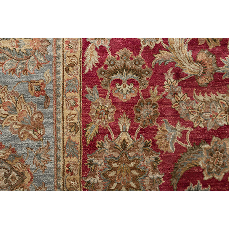 Tapis rouge et bleu noué à la main de haute qualité