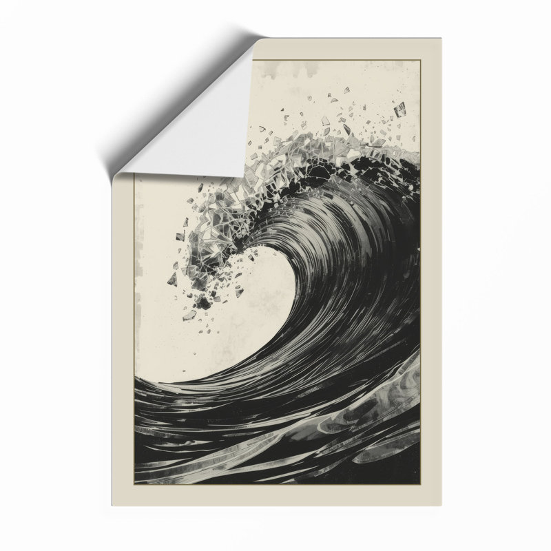 Wave in Motion Japandi - Framed Print, A4 - 29.7 x 21.0 cm, Unframed