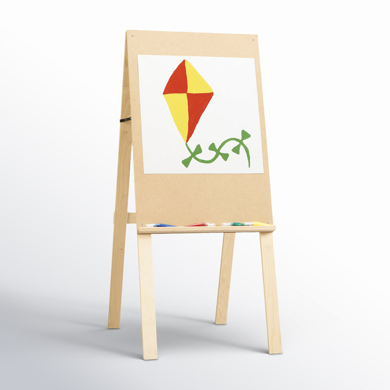 Natural Wood Single-Sided Art Easel with Storage Tray