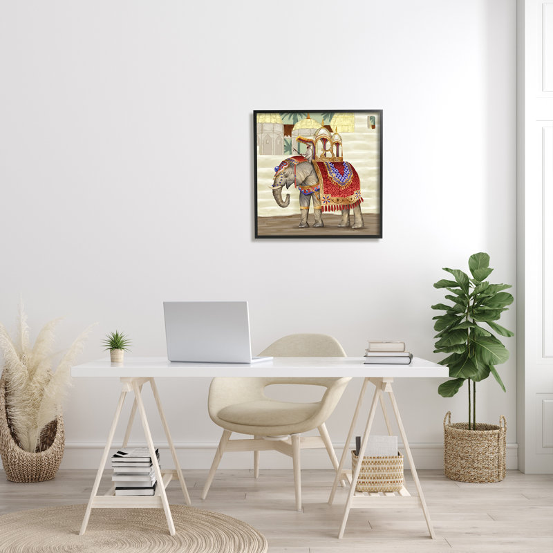 «Elephant Parade Eastern», impression sur toile, H 24 po x l 24 po x P 1,5 po, Giclée encadrée noir minuit