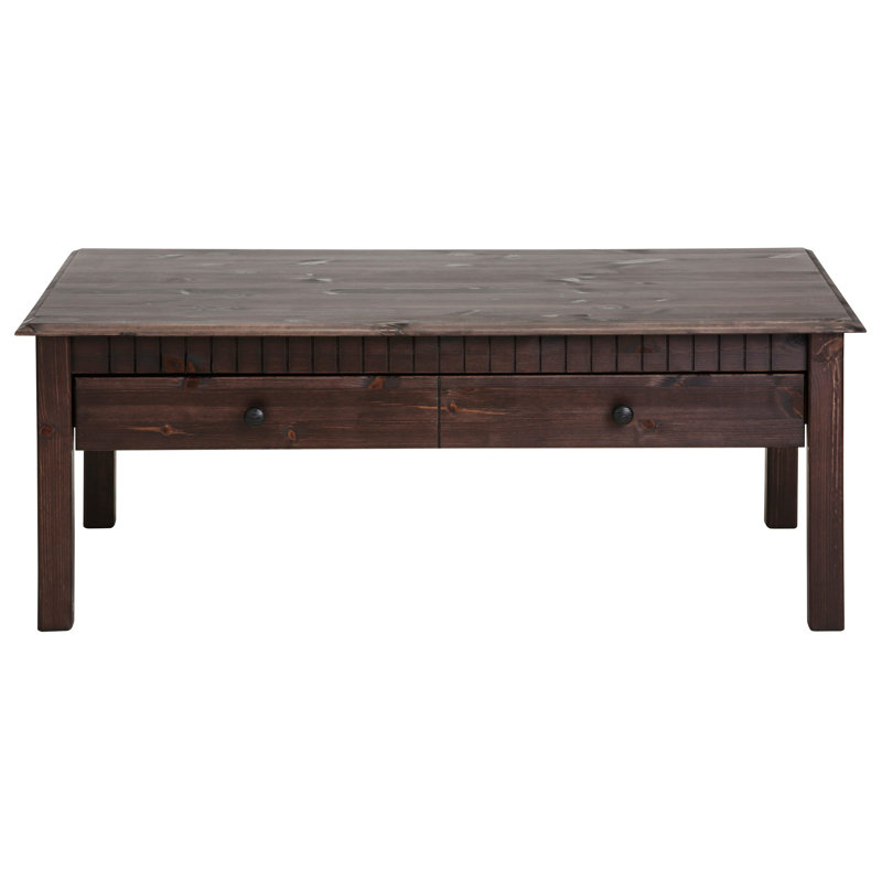 Yassine Solid Wood Four Leg Coffee Table with Storage, Havana