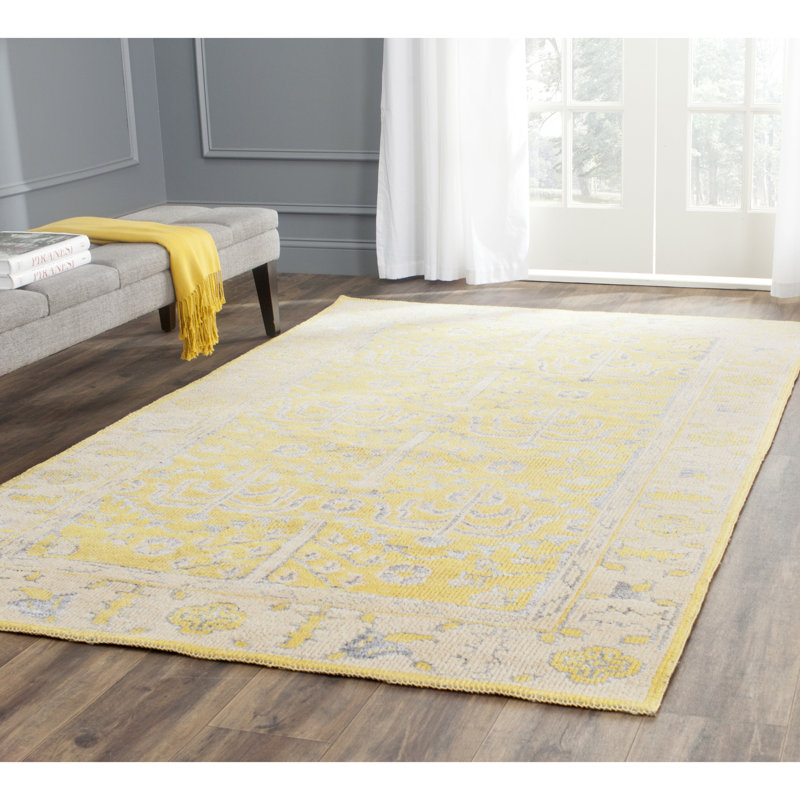 Tapis oriental en laine / viscose / coton noué à la main Brownsburg Stone Wash, Rectangle 4 pi x 6 pi
