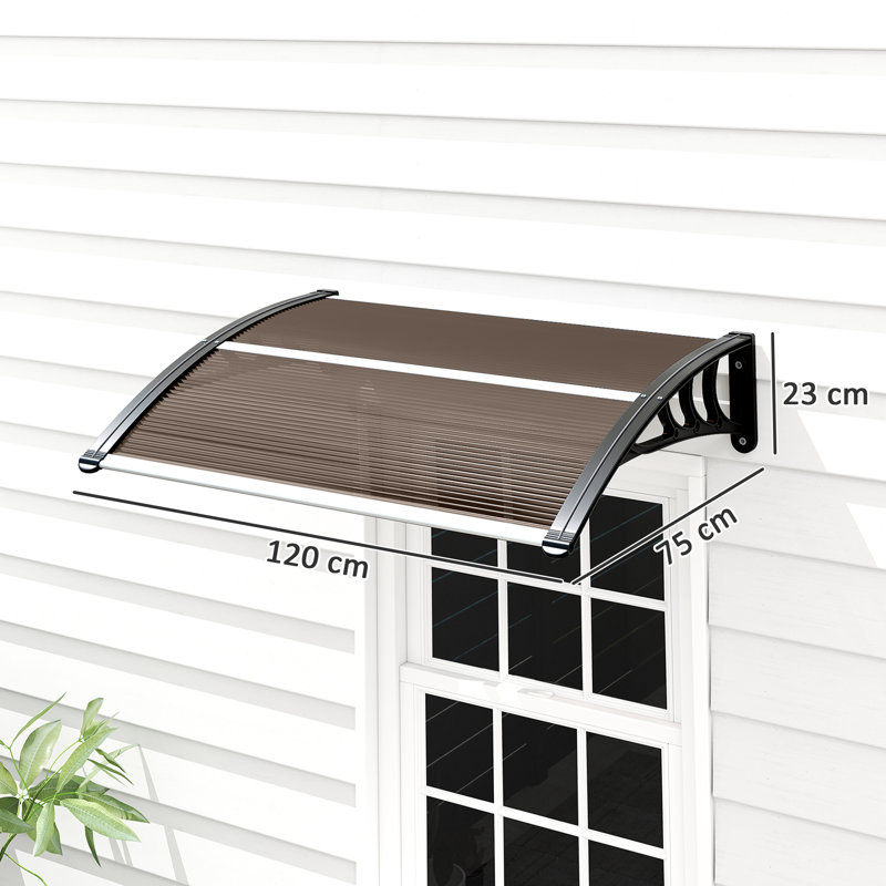 Outsunny 120cm W x 75cm D Polycarbonate Cover Retractable Door / Window Awning