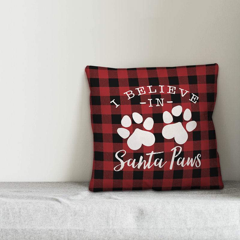  Coussin décoratif «I Believe in Santa Paws», 20 po x 20 po