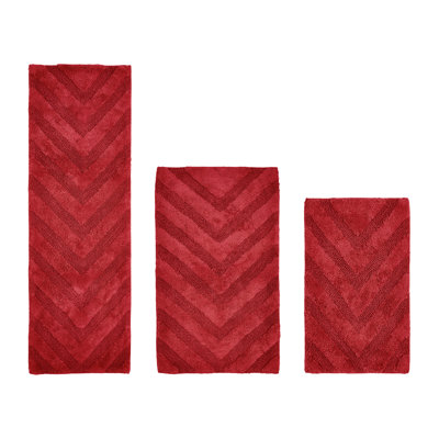 Branston Premium 100% Cotton 3 Piece Bath Rug Sets with Non-Slip Backing, Machine Washable, Luxurious Chervon Pattern Super Absorbent & Tufted Weave Bath Mat for Bathroom, Shower, and Tub