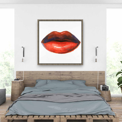 Red Lipstick - Livingroom Beauty Framed Canvas