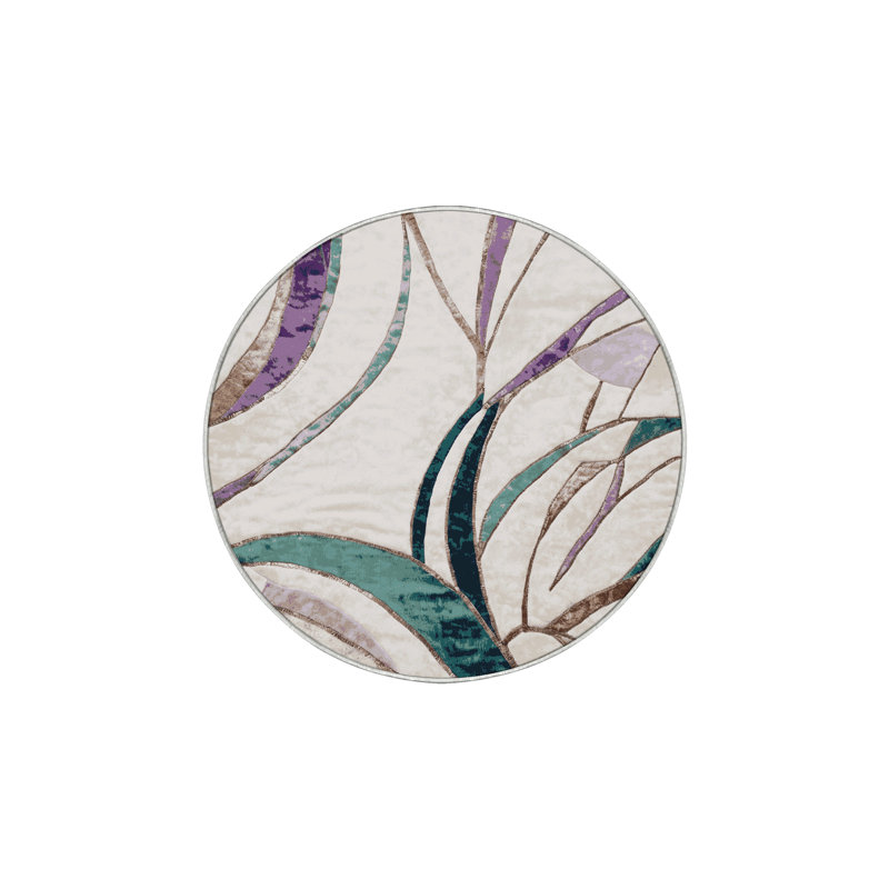 Machine Washable Beige Area Rug, Round 3'
