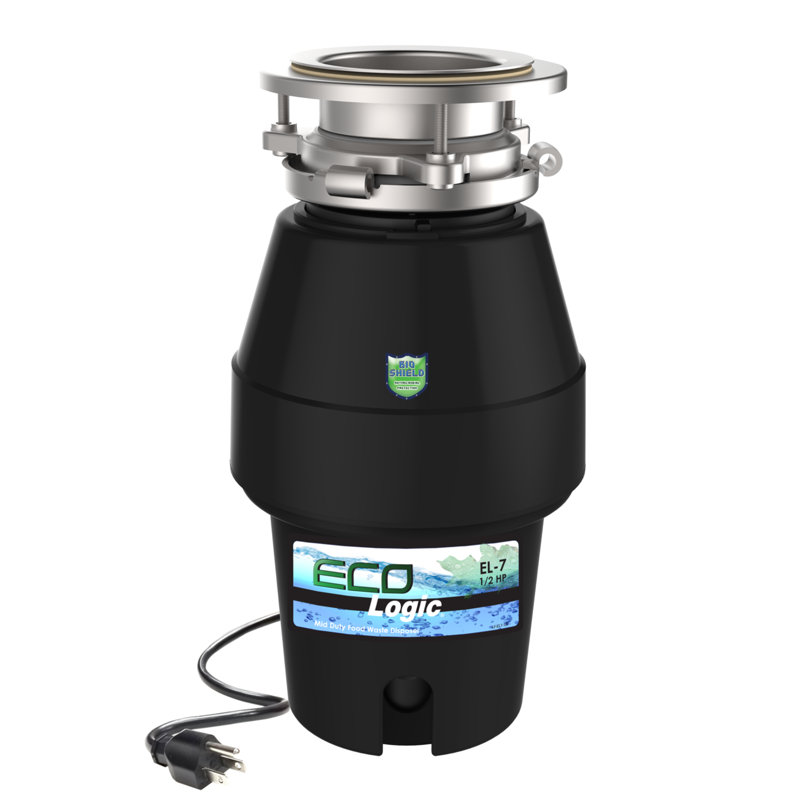 Broyeur à déchets mi-robuste Eco Logic 1/2 HP avec cordon d'alimentation et écran anti-odeurs