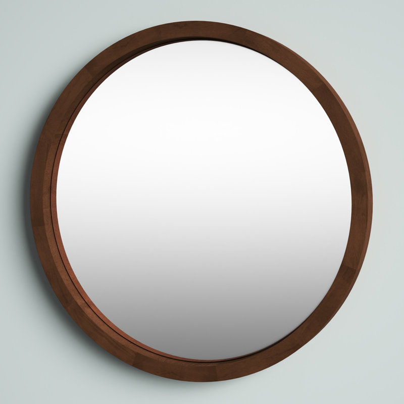 Loftis Solid Wood Mirror, Walnut Brown, 30" x 30"