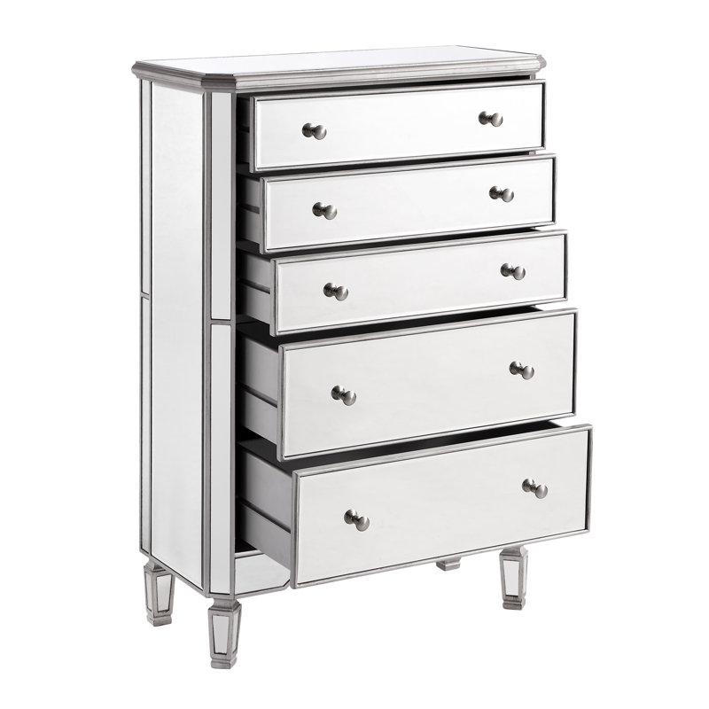 Caila 33'' W 5 - Drawer Dresser, Silver