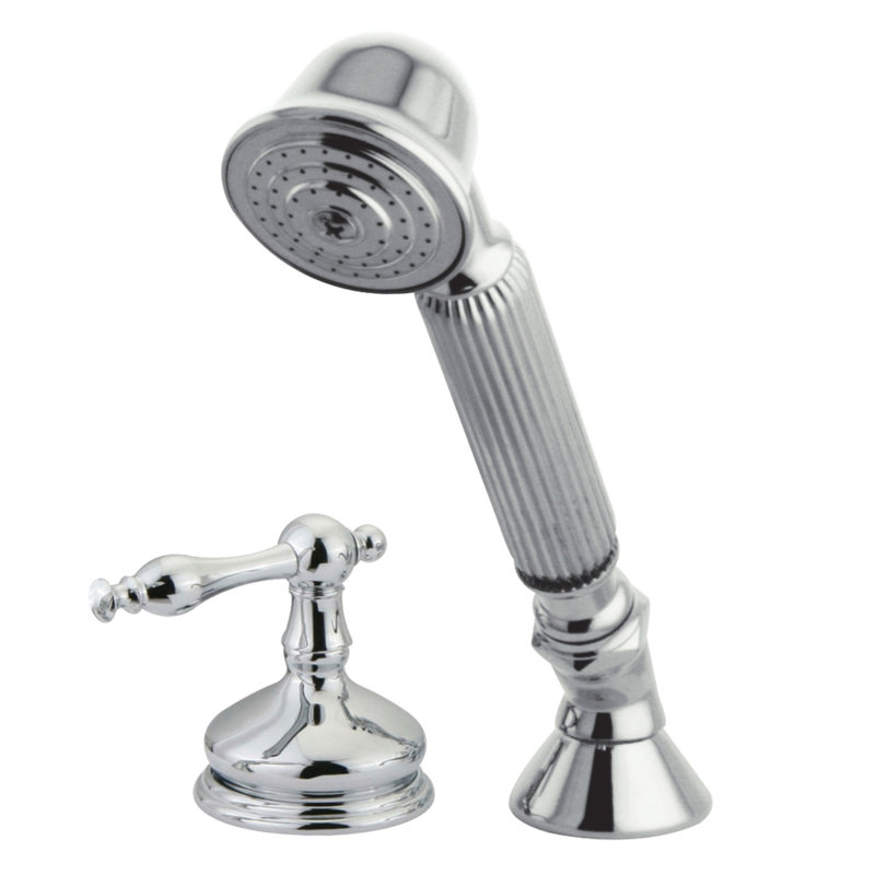 Garniture de robinet de baignoire romaine à fixation sur plateau à poignée simple avec douche à main, Chrome poli