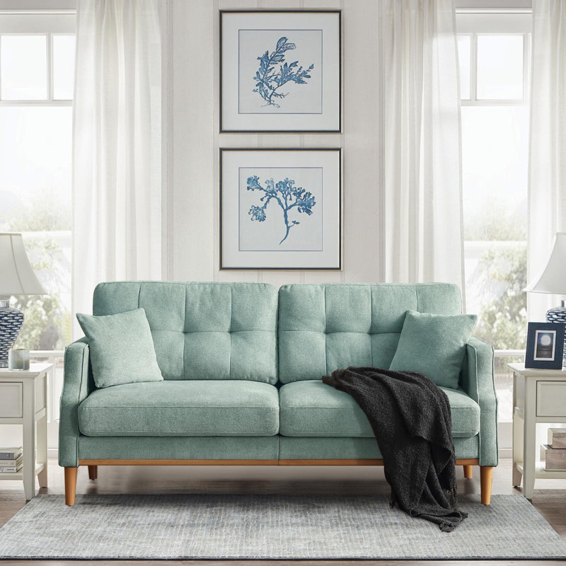 70inch 3-Seat Small Couch Loveseat Sofa with USB Port, Mint Green