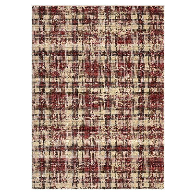 Machine Washable Rug Gingham Non-Slip Modern Rug for Living Room Bedroom Nursery Dining Table Stylish Carpet for Dorm and Bedside Decor