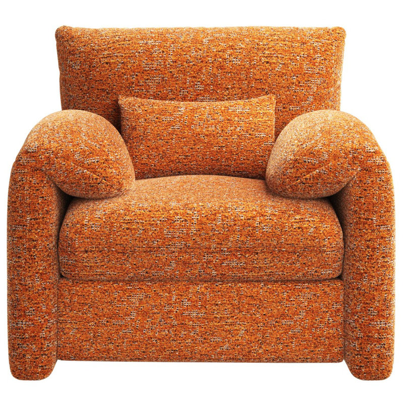 Fauteuil surdimensionné avec accoudoirs confortables Mid-Century, Chenille orange