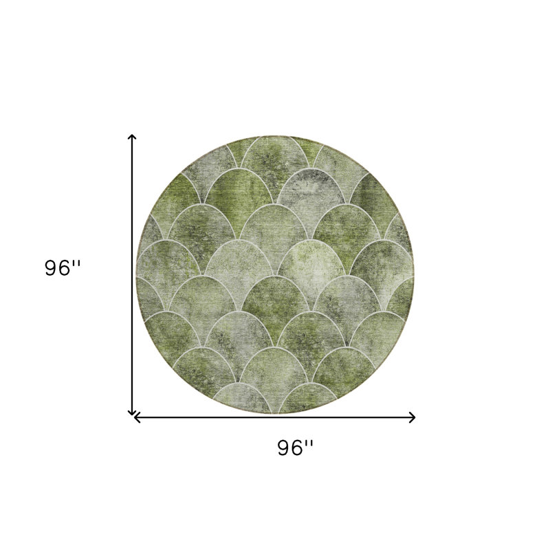 Tapis d'intérieur rond lavable abstrait 8 pi gris
