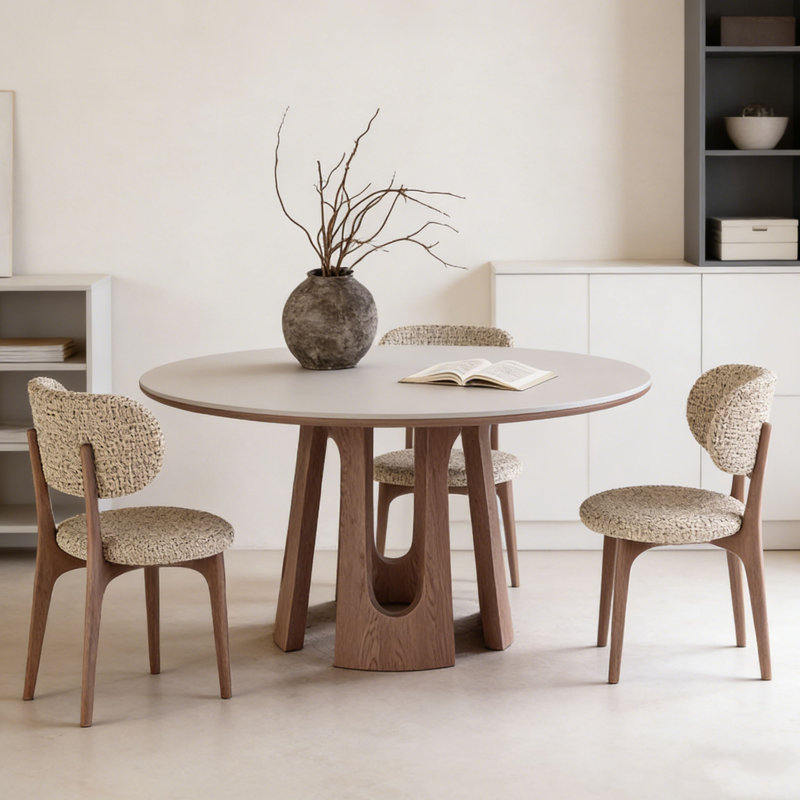 Table de salle à manger Wabi-Sabi, 5 pièces: table, 4 chaises, H 29,5 po x L 47,2 po x l 47,2 po