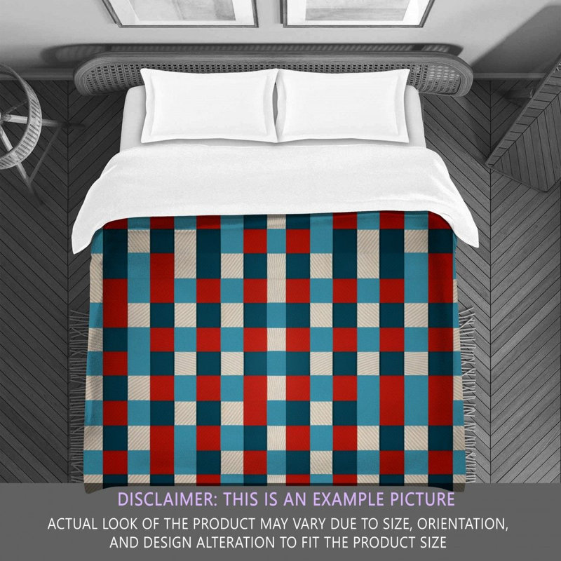 Polyester Comforter, Twin Comforter, Blue/Red Gingham