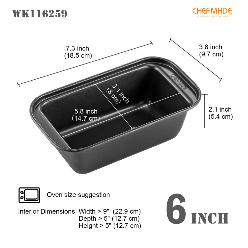 CHEFMADE 8.5 Inch Loaf Pan, 2.1" H x 7.3" W x 3.8" D