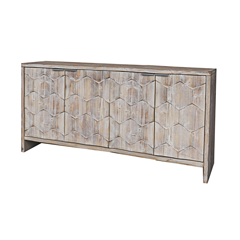 Armoire de rangement à 4 portes Accent, Bois naturel délavé