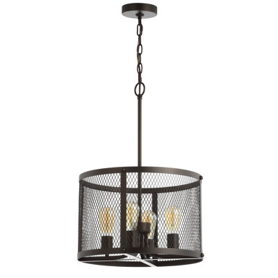 Luminaire suspendu tambour 4 lumières unique queues