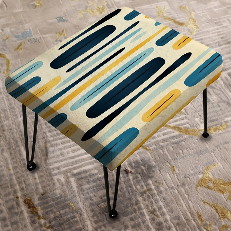 Blue And Yellow Striped Pattern Harmony - Striped Rectangle Ottoman