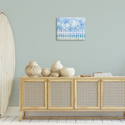  «Seagulls on Beach Fence», art mural sur toile par Paul Brent