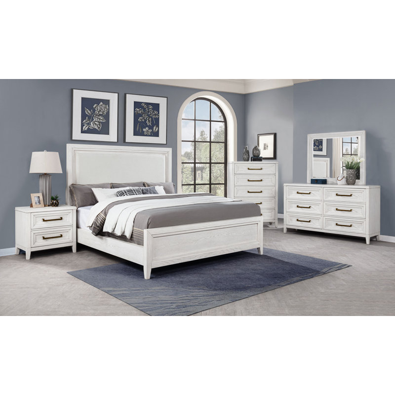 Denina 5-piece Queen Bedroom Set Distressed White, Queen