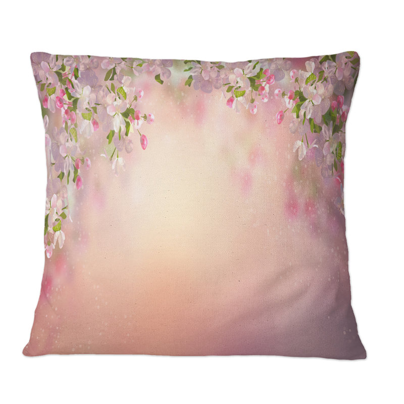 Coussin Blossoming Spring Cherry Blossoms - imprimé traditionnel, 16 po x 16 po