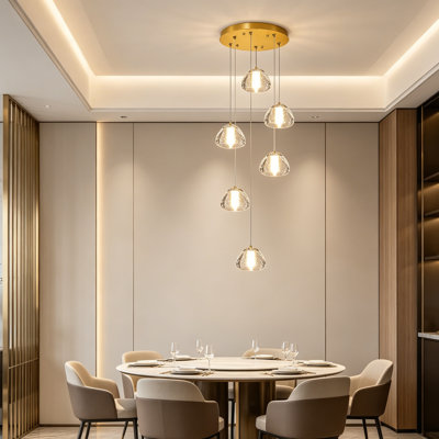 Entryway Chandelier, Modern Crystal Pendant Light, LED Crystal Ceiling Lamp 3000K For Dining Room, Bedroom, Foyer, Stairway & Living Room