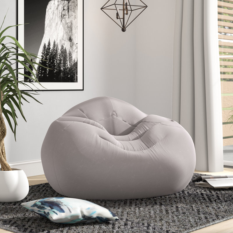 Gray Corduroy Inflatable Foldable Lounge Chair with Cushions
