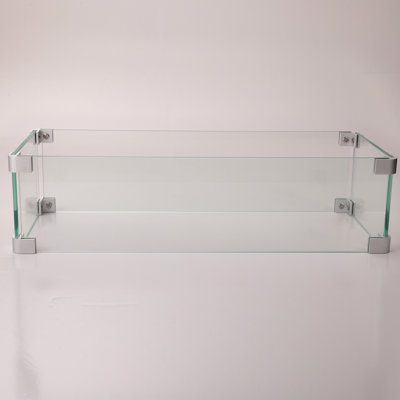 Rectangular Transparent Fire Pit Wind Guard, 7.28 In. Width, 19.49 Depth, 5.44 Height, Lb Glass Guard Rectangular, Protection, D X W H,