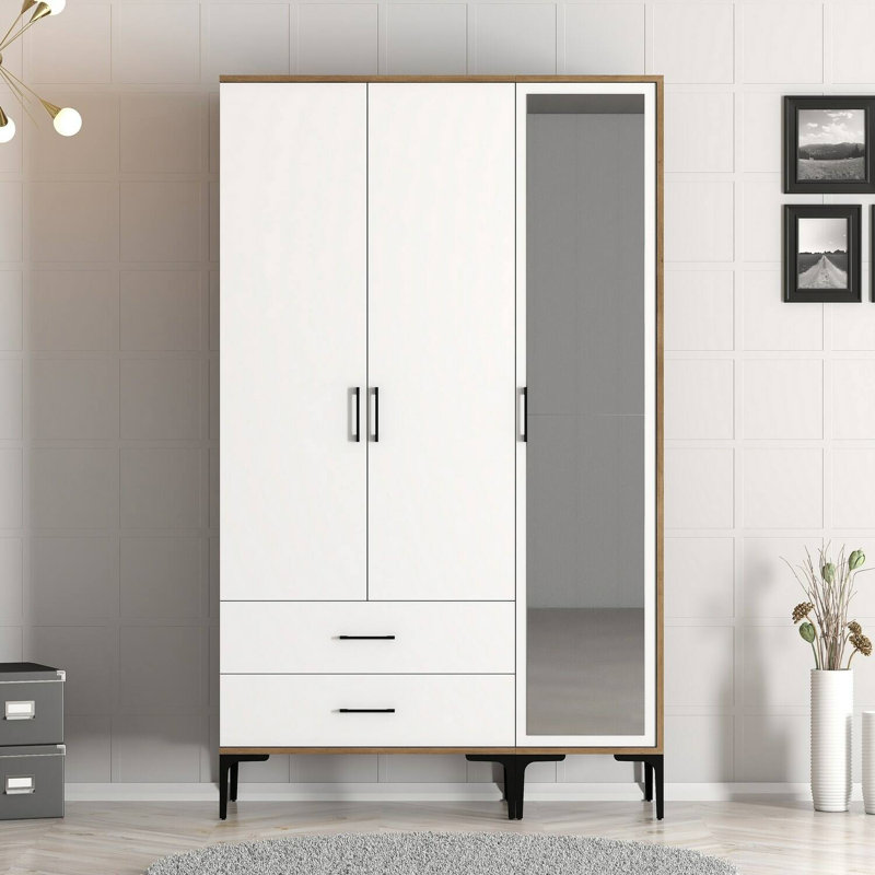 Alyssah Manufactured Wood Wardrobe, Walnut/White