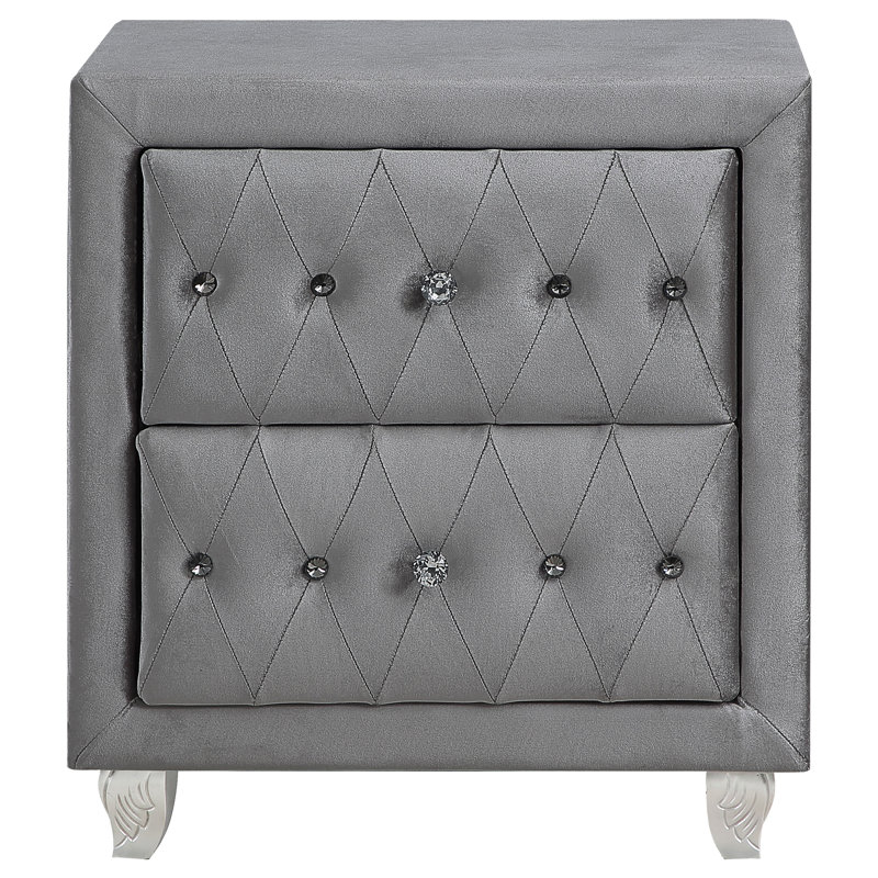 Table de chevet 2 tiroirs Haowen, Gris