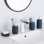 Ensemble d'accessoires de salle de bain bleu 4 pièces, ensemble de salle de bain en céramique pour décoration de salle de bain, accessoires de salle de bain bleu avec distributeur de savon, porte-savon et 2 gobelets