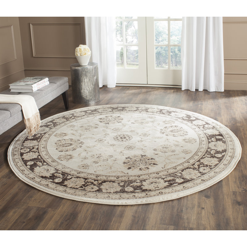 Tapis oriental ivoire / brun Mainville, Rond 6 pi 7 po