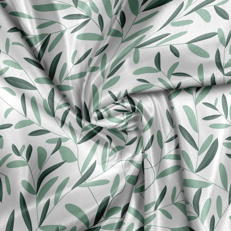 Rustic curtain, olive branches, almond green
