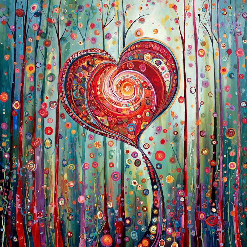 «Spiral Heart Dream», art mural sur toile tendue, 12 po L x 12 po H x 1 po P