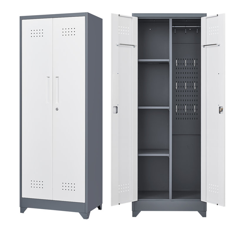 Grande armoire à outils en acier avec cadre renforcé, surface antirouille, portes verrouillables et tablettes réglables