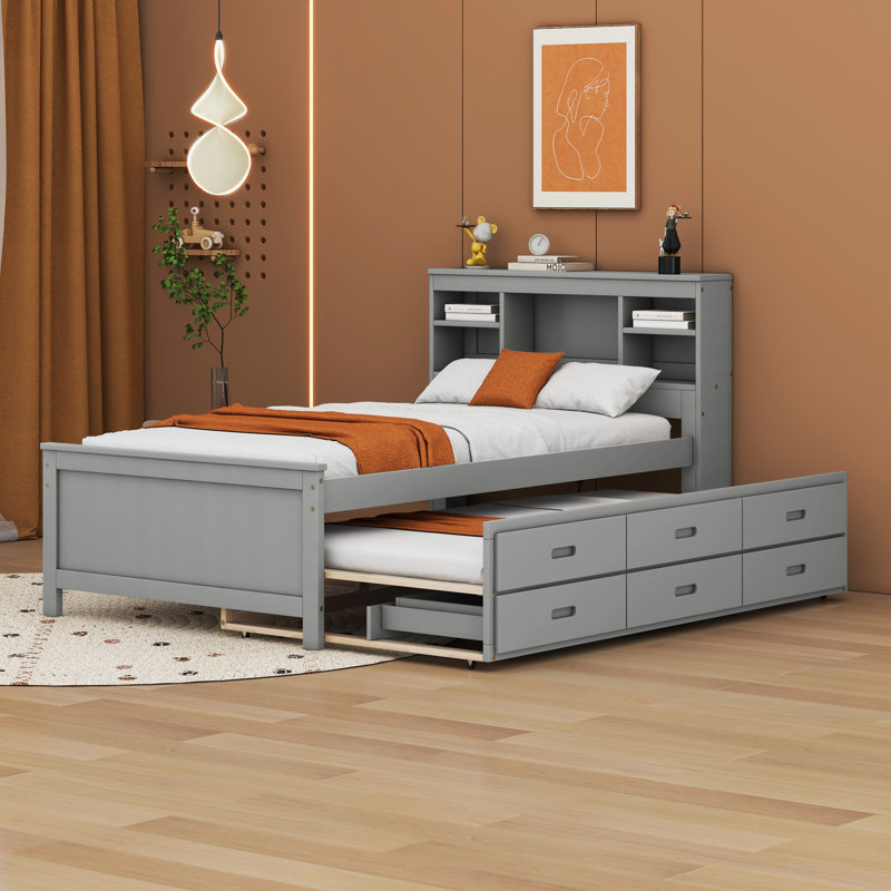 Aleona Bookcase Bed, Gray