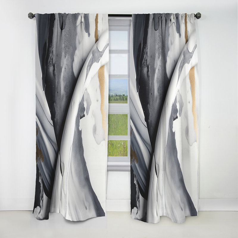 Dalton - Abstract Marble Curtain - Blackout Marble Curtain - 1 Panels, 52" W x 95" L
