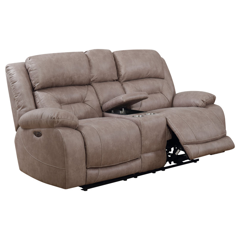 Aprill 77'' Upholstered Reclining Loveseat, Desert Sand Polyester