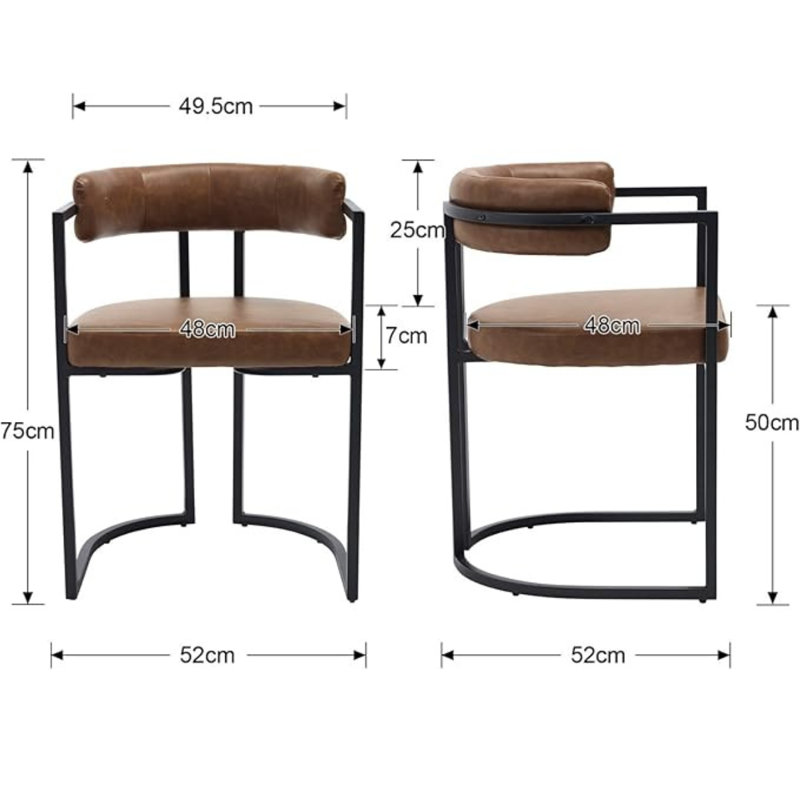 50cm H Upholstered Metal Accent, Brown