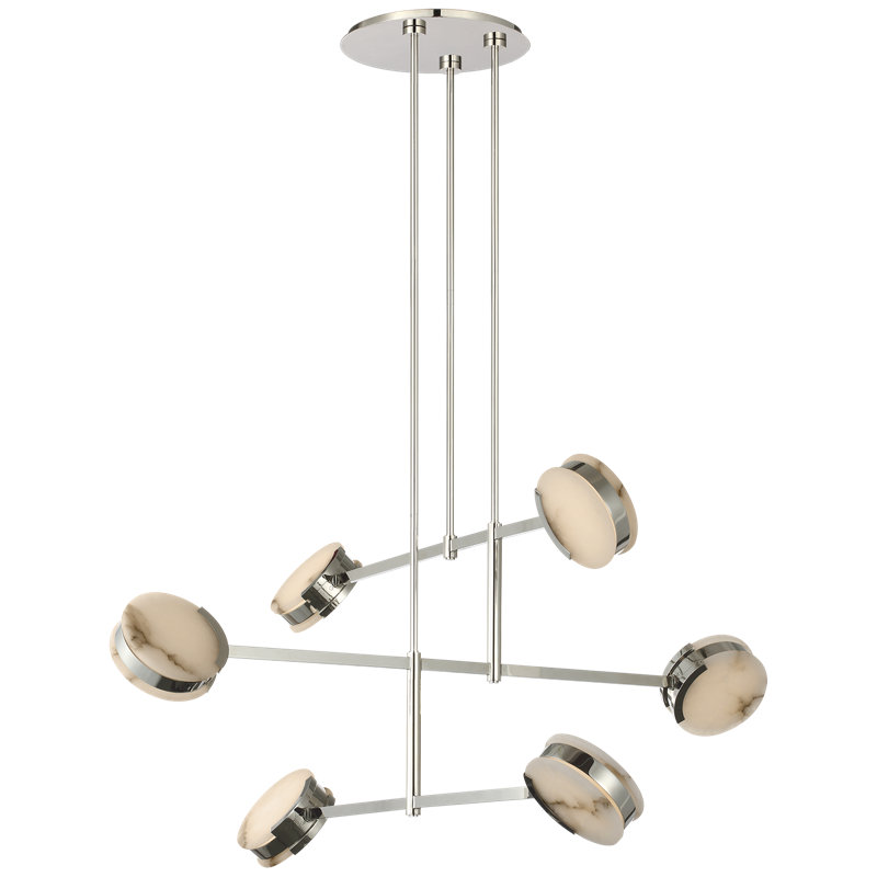 Kelly Wearstler Melange 54" Multi-Positional Chandelier with Alabaster, Polished Nickel