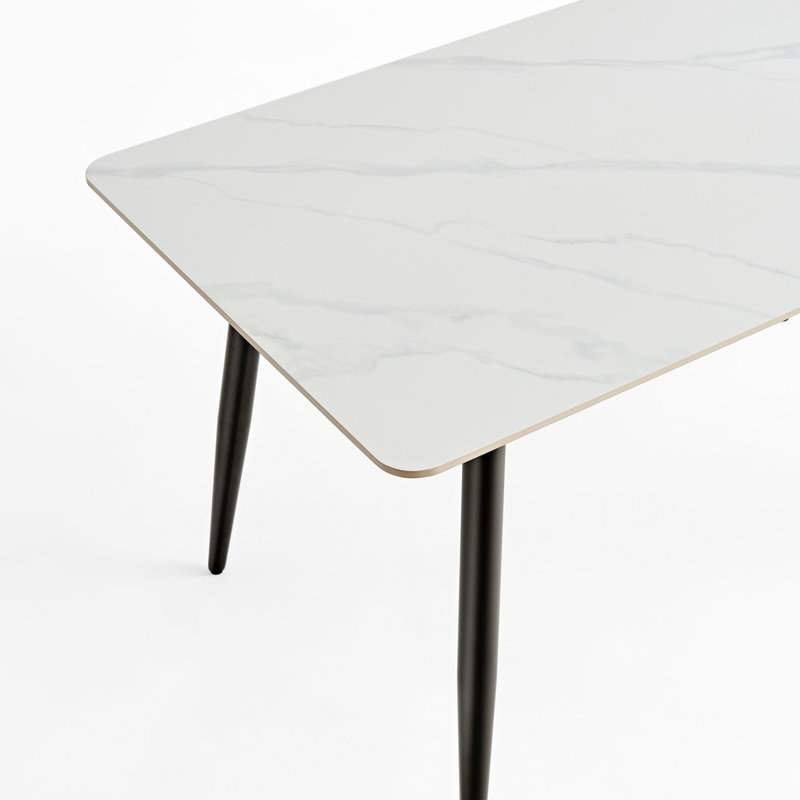 Large Rectangular Table With Strong Metal Base Modern Stone Dining Table For Kitchen, 29.35"H x 55.2"L x 31.51"W 
