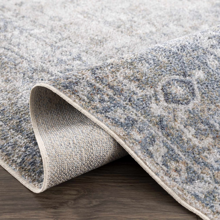 Gaeli Machine Washable Medallion Blue Area Rug