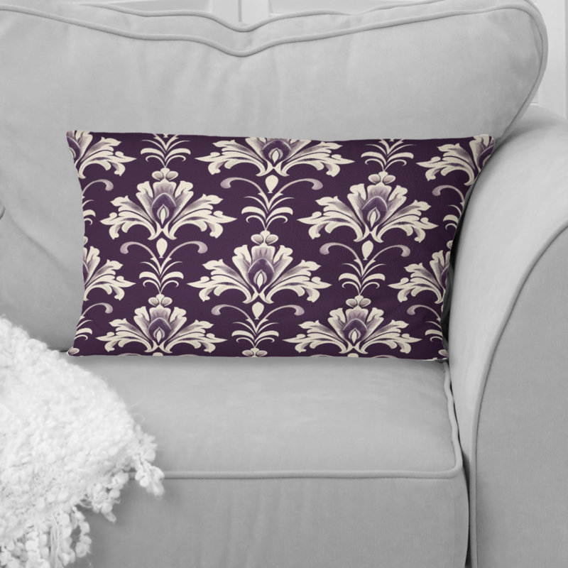 Coussin lombaire mauve beige damassé Elegance II