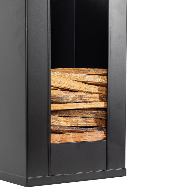 Kindling Firewood Holder in Black | Decorative Metal Storage Bucket, Rack, Caddy